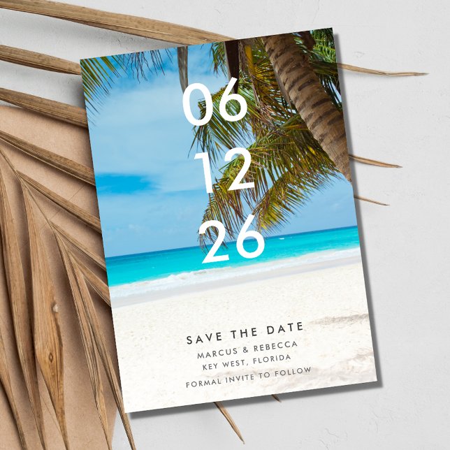 Reserve A Data Casamento de Foto em Flórida Salve a Data (Florida Beach Photo Wedding Save the Date)