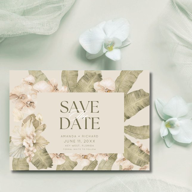 Reserve A Data Casamento de Foto em Praia Tropical Elegante Salve (Elegant Tropical Beach Photo Wedding Save the Date)
