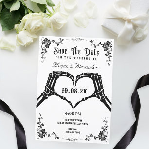 Reserve A Data Casamento de foto esqueleto gótico preto e branco