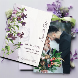 Reserve A Data Casamento De Foto Floral De Chic Purple, Elegante