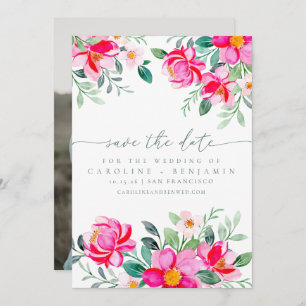 Reserve A Data Casamento De Foto Floral De Cor De Água Rosa Elega