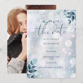 Reserve A Data Casamento de Foto Floral de Flocos de Neve de Inve