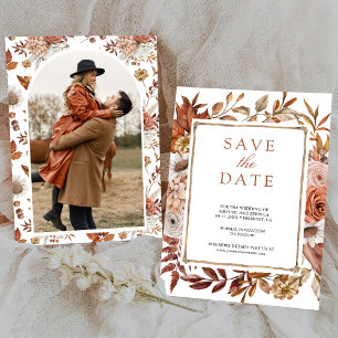 Reserve A Data Casamento de Foto Floral de Terracota