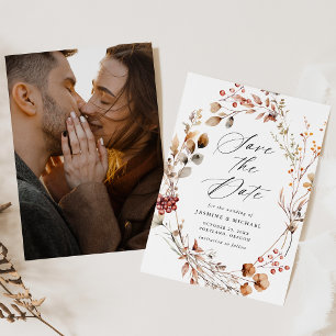 Reserve A Data Casamento de Foto Floral do Autumn Rustic