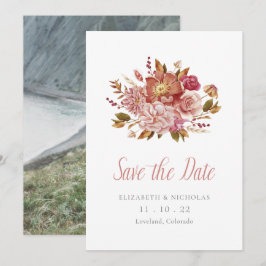Reserve A Data Casamento de Foto Floral em Aquarela Elegante