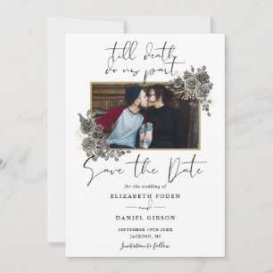 Reserve A Data Casamento de Foto Floral Gótico Roteiro Elegante