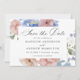 Reserve A Data Casamento de Foto Floral Romântica de Aquarela Ele