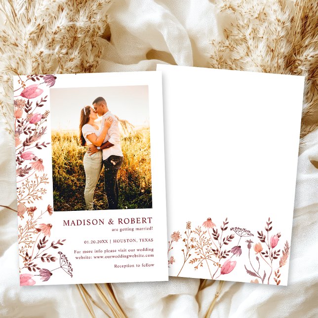 Reserve A Data Casamento de Foto Floral Rustic Boho Chic Wildflow (Criador carregado)