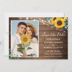Reserve A Data Casamento de Foto Floral Rustic Sunflower Eucalypt