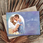 Reserve A Data Casamento de Foto Imporal Celestial Moon Galaxy<br><div class="desc">Casamento salve as datas em um design de céu estrelado cinético,  perfeito para o casal que ama foi escrito nas estrelas. Personalize com sua foto e detalhes do casamento,  envie emails para a família e amigos pedindo que reservem sua data de casamento.</div>