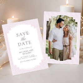 Reserve A Data Casamento de Foto Listrada de Lavanda Pastel