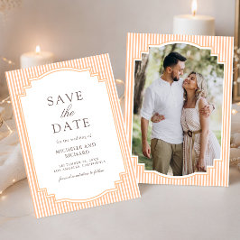 Reserve A Data Casamento de Foto Listrada Laranja Clássica