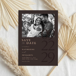 Reserve A Data Casamento de Foto Minimalista Marrom Moderno