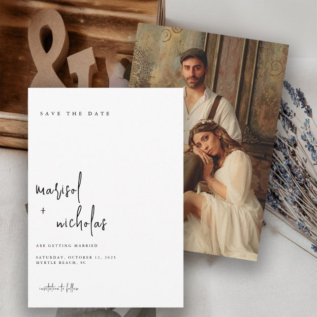 Reserve A Data Casamento de Foto Minimalista Moderna (Criador carregado)