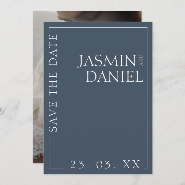 Reserve A Data Casamento de Foto Mínimo de Opulência Real Elegant (Frente/Verso)