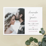 Reserve A Data Casamento de Foto Moderno Elegante<br><div class="desc">Este casamento moderno chic salve a data da modelo de carta lisa apresenta seus primeiros nomes em um roteiro moderno quente e familiar. O texto da frente é uma cinza escura e uma sombra de burgundy. Você pode mudar qualquer cor do texto para se adequar ao seu gosto. Você também...</div>