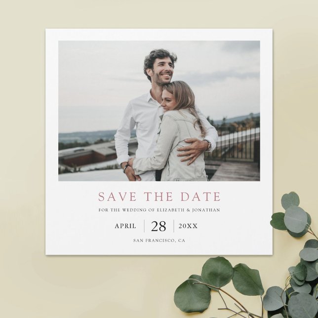 Reserve A Data Casamento de Foto Moderno Elegante Salve a Data (Criador carregado)