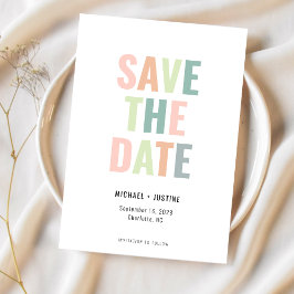 Reserve A Data Casamento de Foto Multi Cor Pastel Minimalista Mod