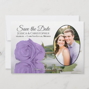 Reserve A Data Casamento de Foto Oval de Rosa Roxo da Lavanda Ele