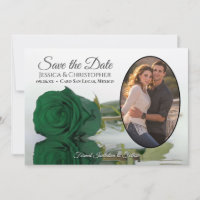 Casamento de Foto Oval do Rosa Verde Elegante
