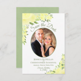 Reserve A Data Casamento de Foto Oval Floral Amarelo