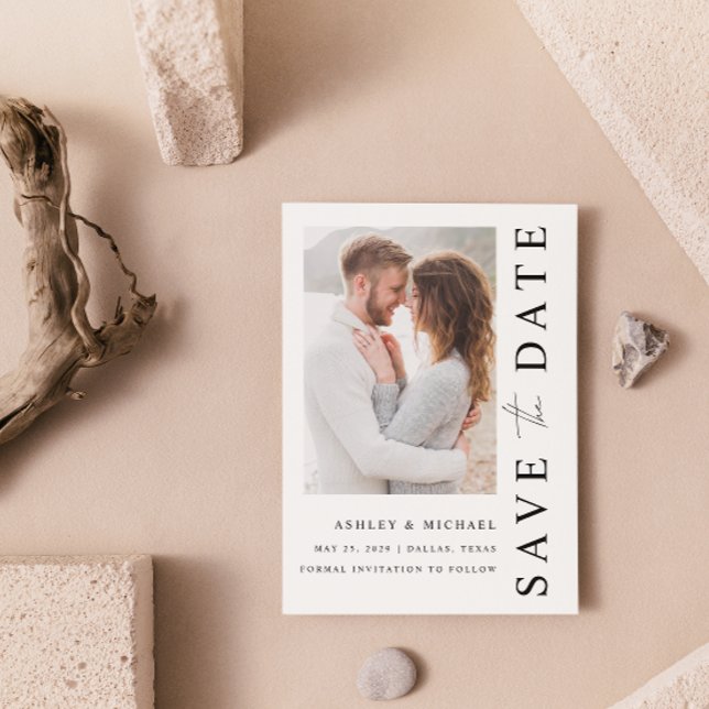 Reserve A Data Casamento de Foto por Blush Moderno Elegante (Save Your Date in Style! Elegant & Personalizable Wedding Card. 💍💌 [Add Details])