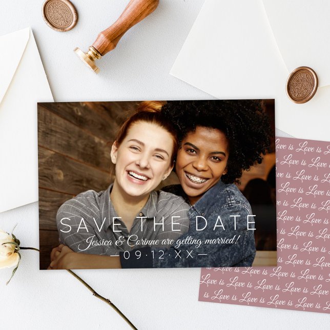 Reserve A Data Casamento de Foto Roxa Love is Love (Criador carregado)