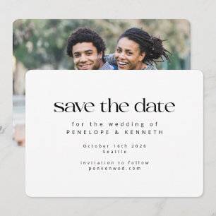 Reserve A Data Casamento de Foto Simples Branco Minimalista Moder