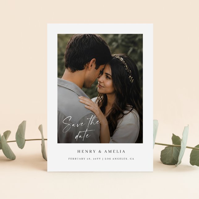 Reserve A Data Casamento de Foto Simples com Letra Elegante (Criador carregado)