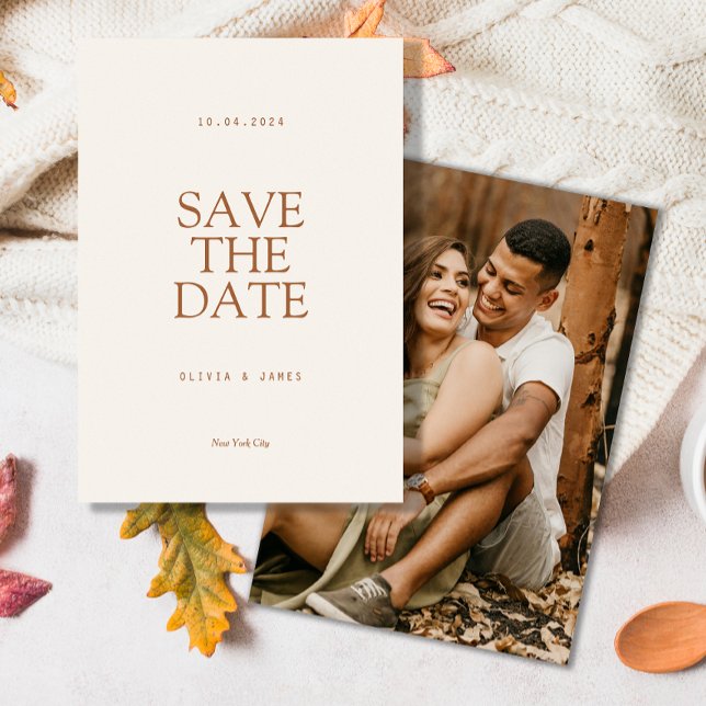 Reserve A Data Casamento de Foto Simples de Outono Quente (Criador carregado)