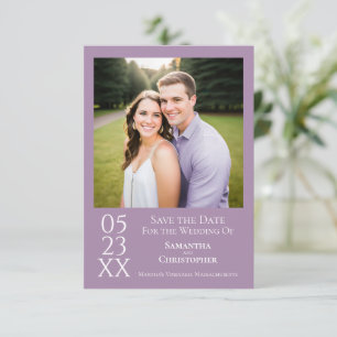 Reserve A Data Casamento de Foto Simples Lavanda Minimalista Mode