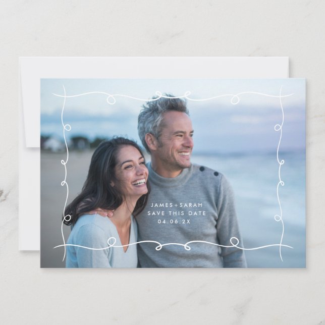 Reserve A Data Casamento de Foto Simples MoDeRN MINIMAL SwirlS (Frente)