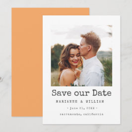 Reserve A Data Casamento de Foto SQUARE Simples Laranja Salvar da