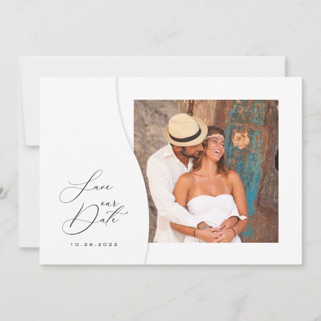 Reserve A Data Casamento de Foto Única Moderna (Frente)
