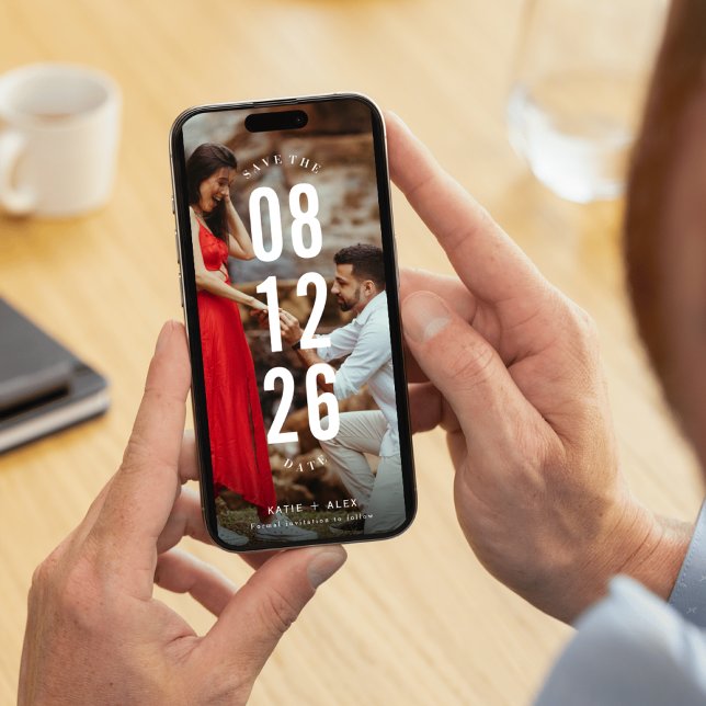 Reserve A Data Casamento de Foto Único Salvar a Data (Unique Photo Wedding Save the Date)