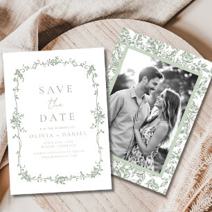 Reserve A Data Casamento de Foto Verde de Sage Floral Floral, vit