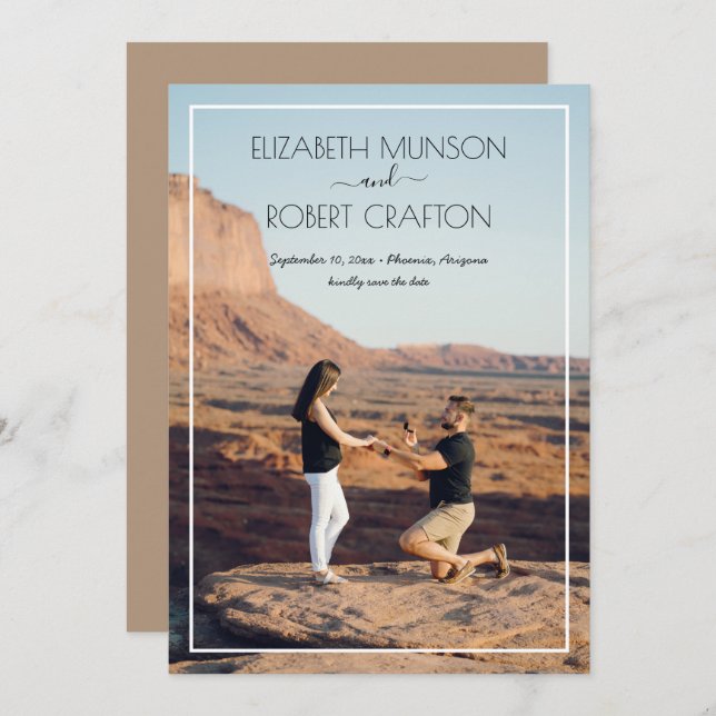 Reserve A Data Casamento de Fotografia Casual Salvar a Data (Frente/Verso)