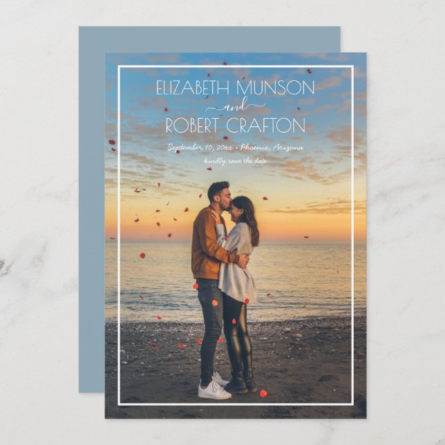 Reserve A Data Casamento de Fotografia Casual Salvar a Data (Frente/Verso)