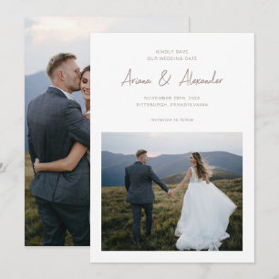 Reserve A Data Casamento de Fotografia com Script de Taupe Simple