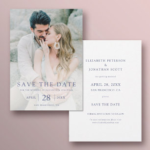 Reserve A Data Casamento de Fotografia com Tipografia Azul Simple