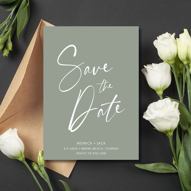 Reserve A Data Casamento de Fotografia de Script Simples (Simple Script Photo Wedding Save The Date)
