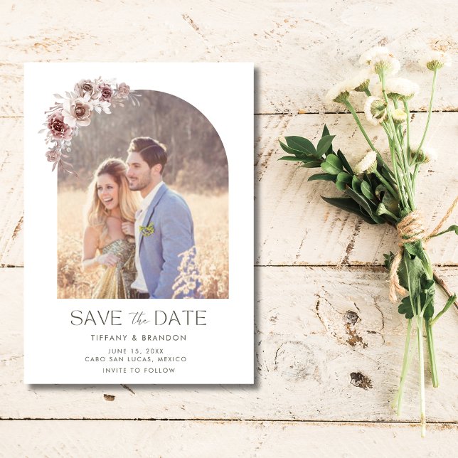 Reserve A Data Casamento de Fotografia do Arch Floral Elegante (Elegant Floral Arch Photo Wedding Save The Date)