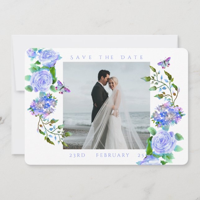 Reserve A Data Casamento de Fotografia do Monograma de Fita Rosa  (Frente)