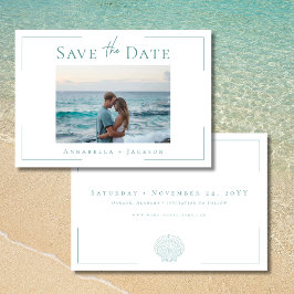 Reserve A Data Casamento de Fotografia do Shell Branco da Aqua co