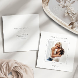 Reserve A Data Casamento de Fotografia Mínimo ao Quadrado Moderno