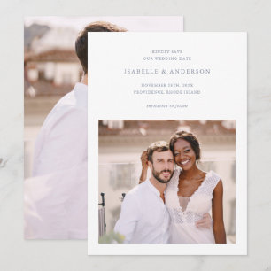 Reserve A Data Casamento de Fotografia Simples e Azul Duas