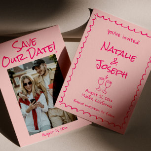 Reserve A Data Casamento de Fotografias Coloridas Escritas Desenh