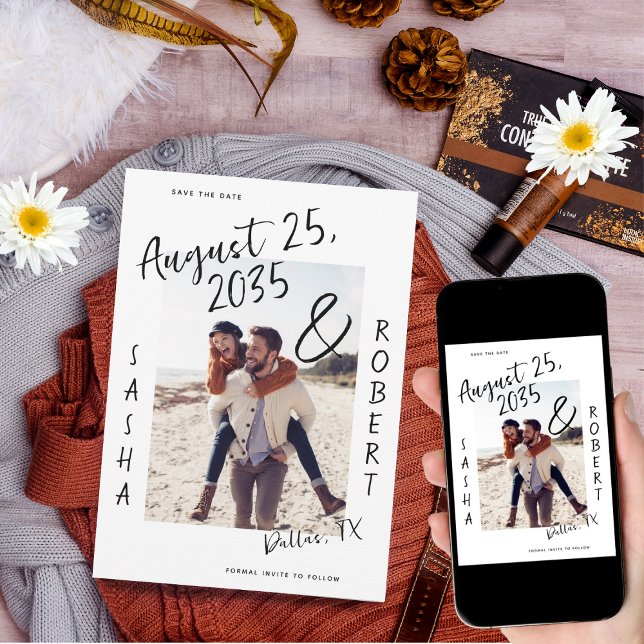 Reserve A Data Casamento de Fotografias com Ampersand de Script M (Criador carregado)