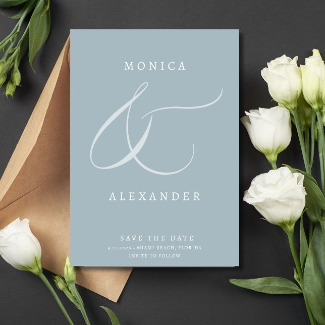 Reserve A Data Casamento de Fotografias com Ampersand do Script E (Elegant Script Ampersand Photo Wedding Save The Date)