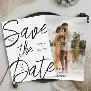 Reserve A Data Casamento de Fotografias com Script Branco e Preto